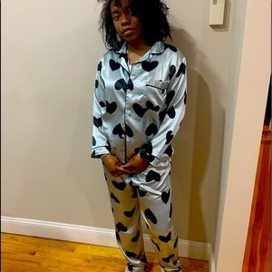 Satin Pajamas Hearts of Grey